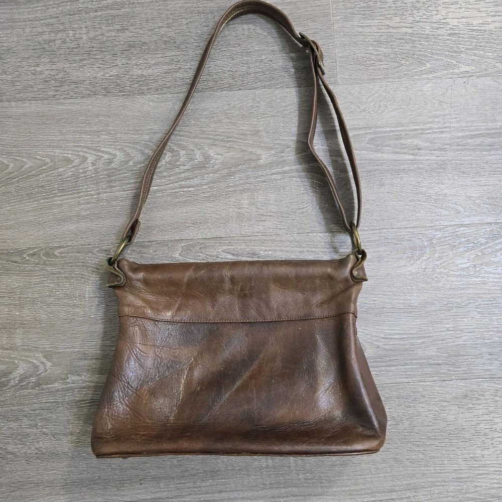 Vintage Casuals By Justin Brown Leather Cowhide Shoulder Bag Purse - Picture 3 of 12